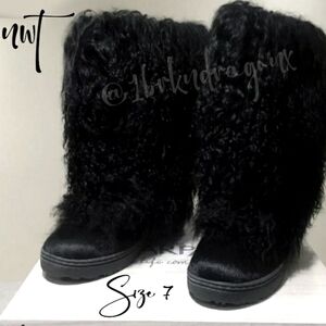 NWT BearPaw Black Booties Tall Winter Snow Ski Slip-on Boot Shoes - Size 5 & 6